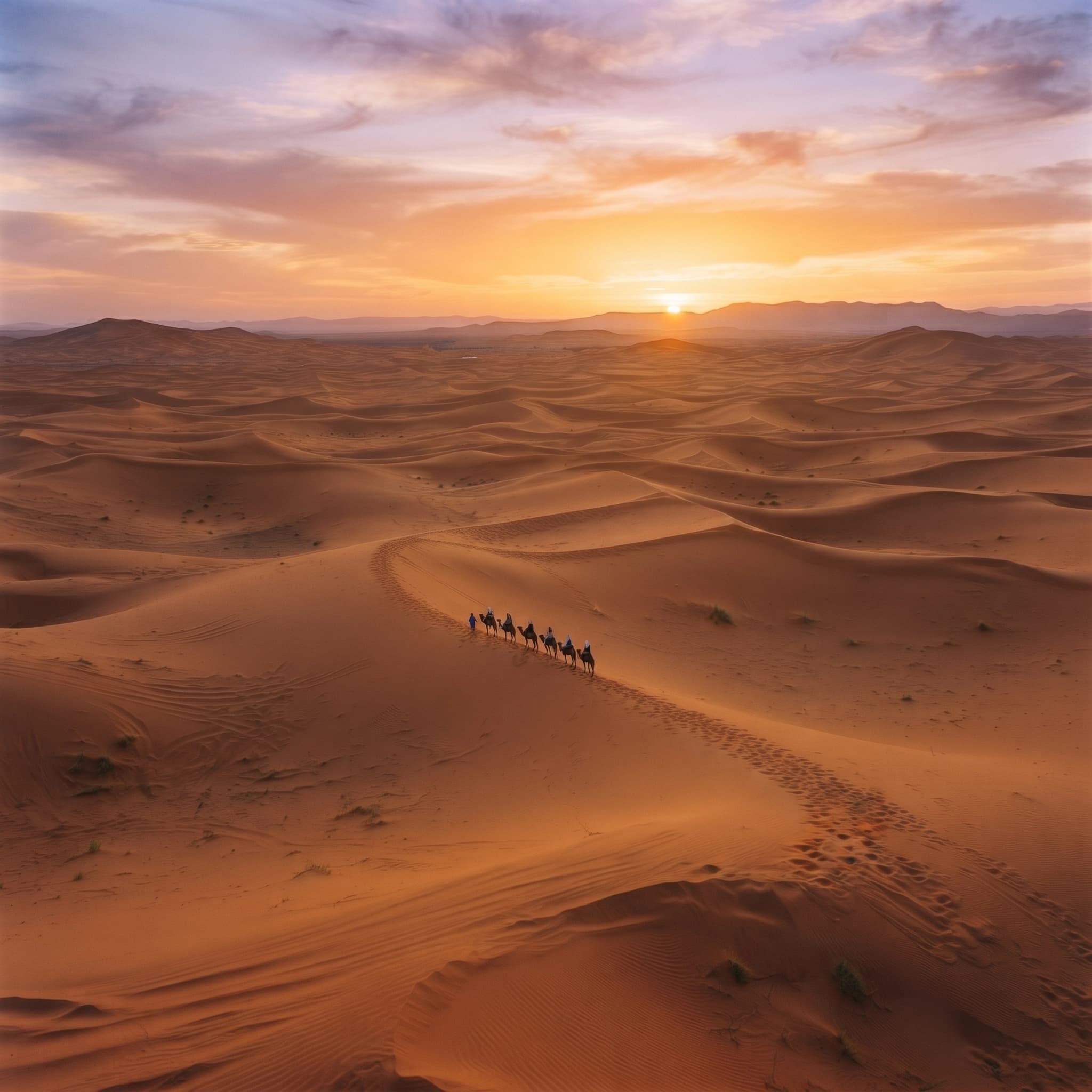 Zagora dunes, camel trek at sunset