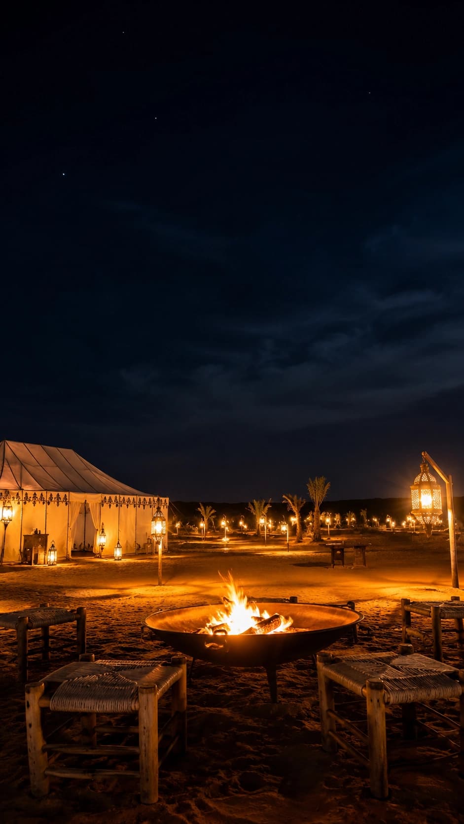 desert camp at night