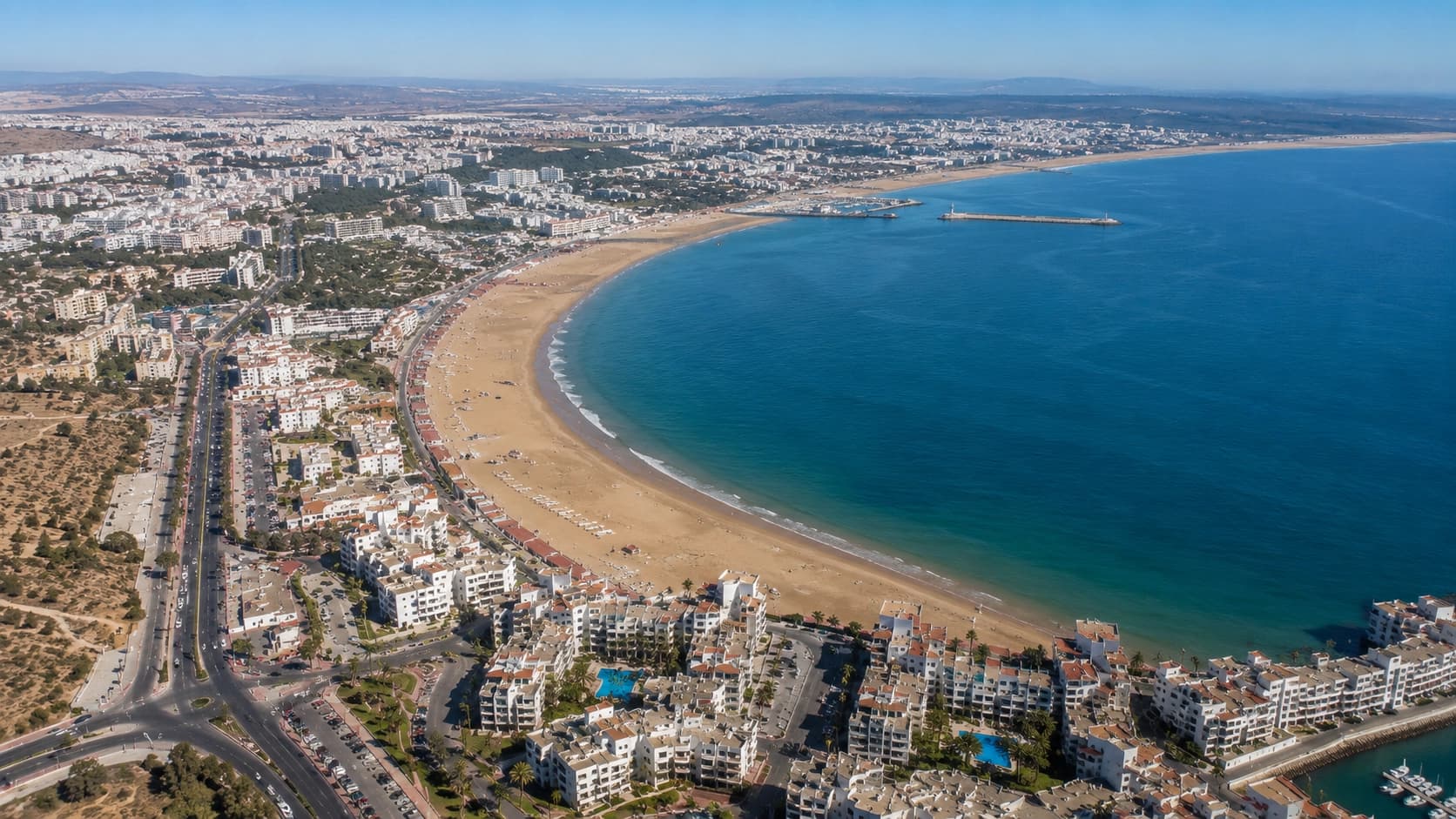 Agadir marina, kasbah & city view