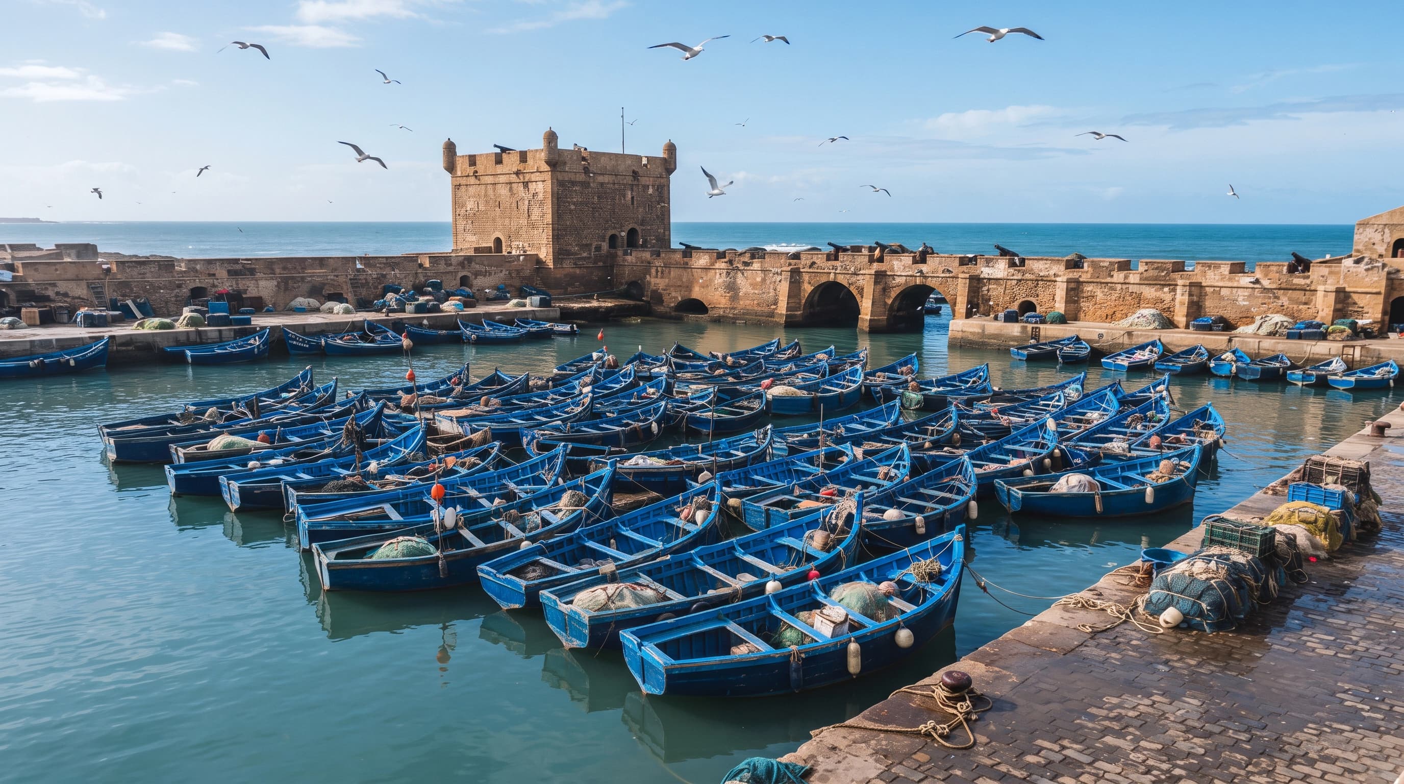 Blue fishing boats
