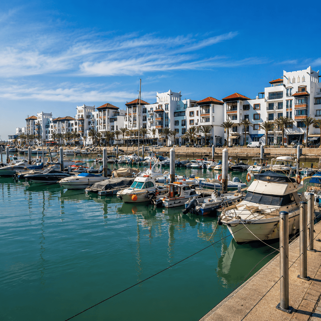 Agadir marina, kasbah & city view
