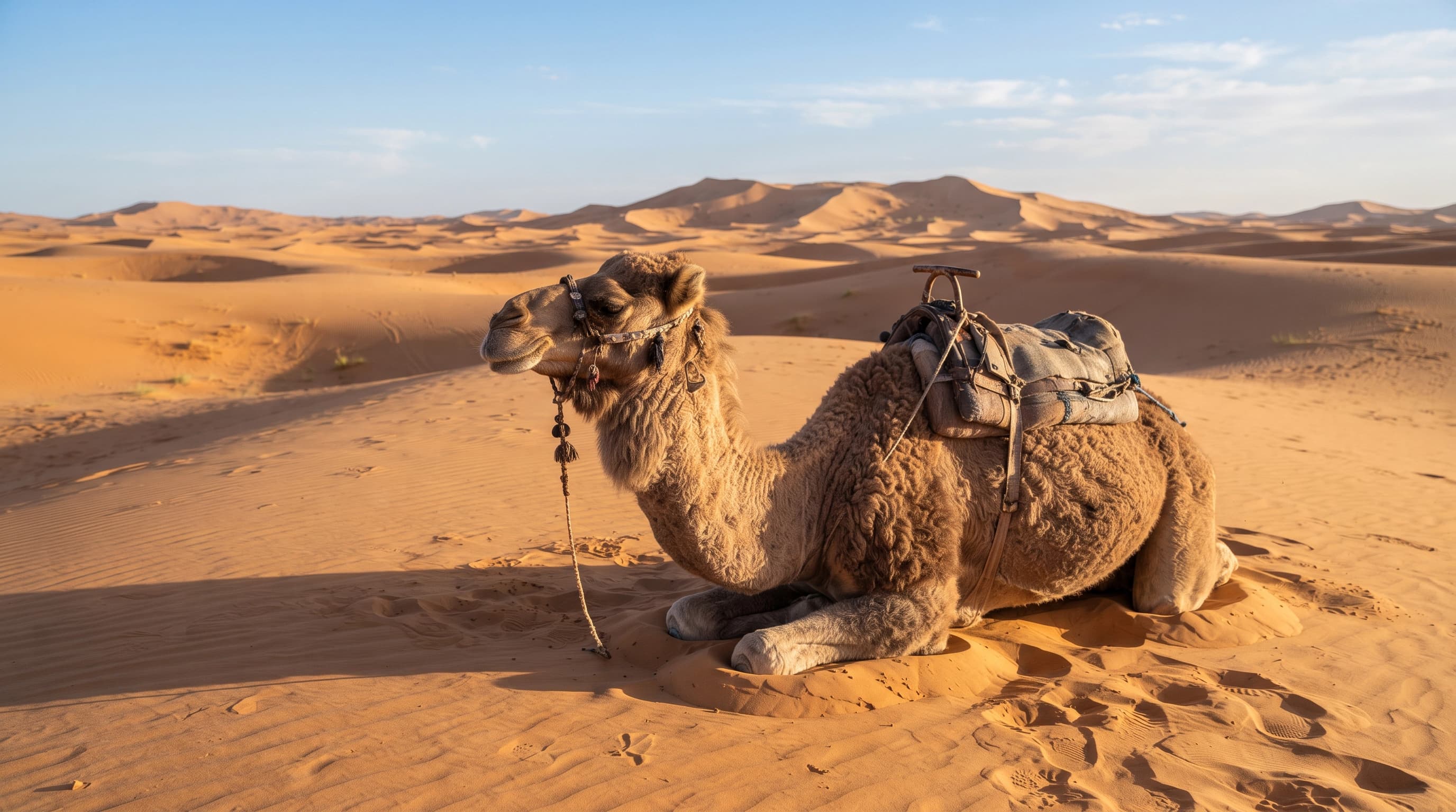 Camel trek in the dunes
